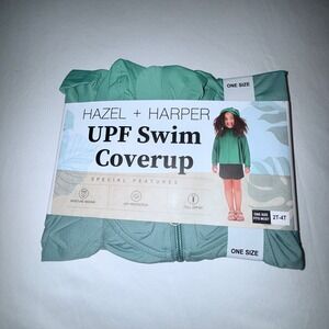 Hazel + Harper UPF Swim Coverup Kids 2T-4T‎ Green New Hooded Zip Rash Guard